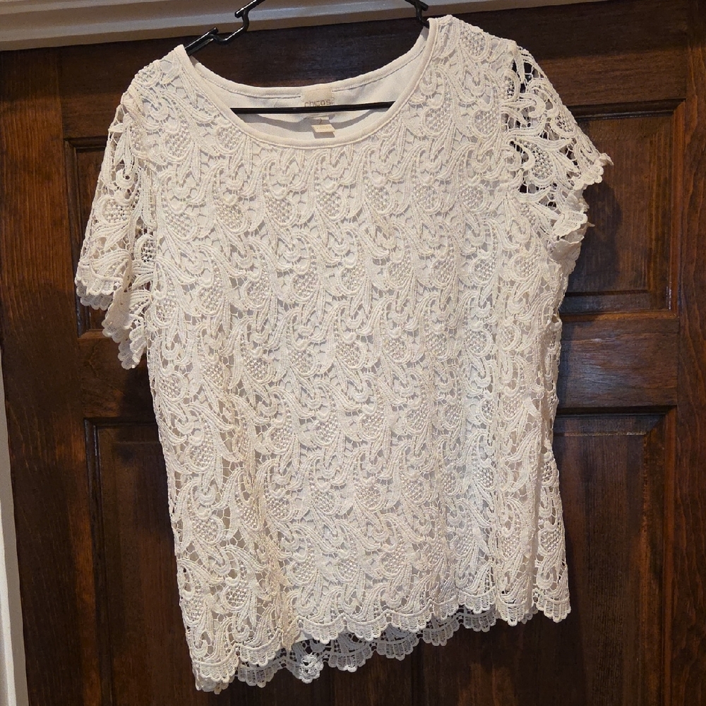 Elegant Cream Lace Women's Top